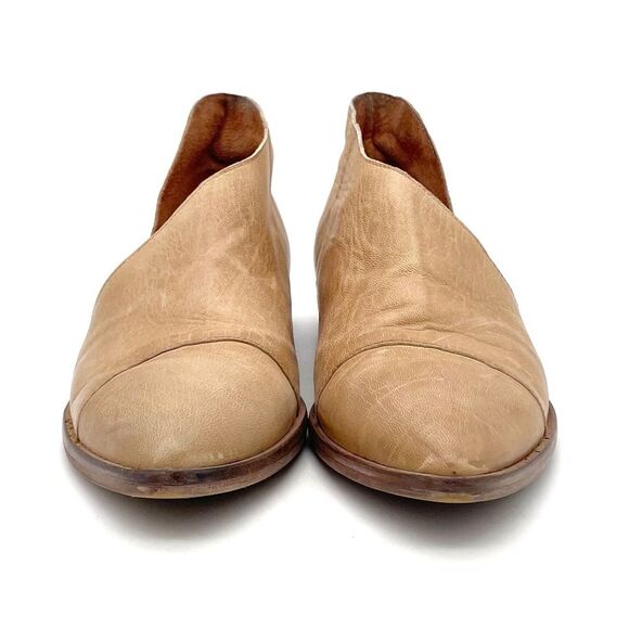 Free People Royale Cutout Flat Size 39.5 /9 Tan Leather Pointed Toe Boho Western - Picture 8 of 16
